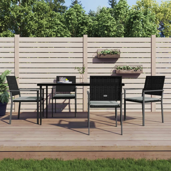 vidaXL 3187009 - 5 Piece Garden Dining Set with Cushions Poly Rattan and Steel