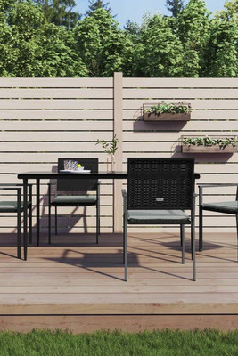 vidaXL 3187009 - 5 Piece Garden Dining Set with Cushions Poly Rattan and Steel