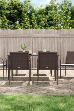 vidaXL 3186962 - Ensemble à manger de jardin 7 pcs coussins résine tressée acier