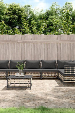vidaXL 3186763 - Salon de jardin 8 pcs avec coussins anthracite résine tressée