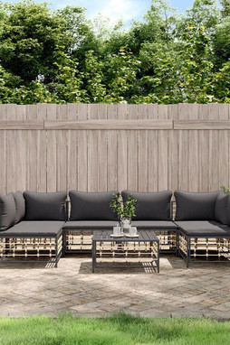vidaXL 3186789 - Salon de jardin 7 pcs avec coussins anthracite résine tressée