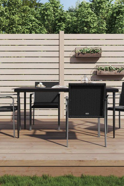vidaXL 3187075 - Chaises de jardin avec coussins lot de 4 noir 56x59x84 cm rotin