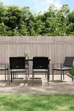 vidaXL 3187082 - Chaises de jardin et coussins lot de 6 noir 54x62,5x89 cm rotin