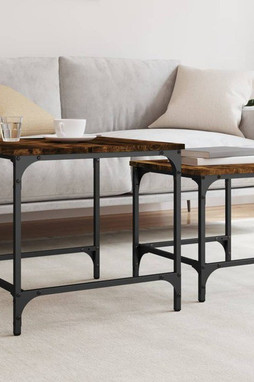 vidaXL 838920 - Tables basses gigognes 2 pcs chêne fumé bois dingénierie