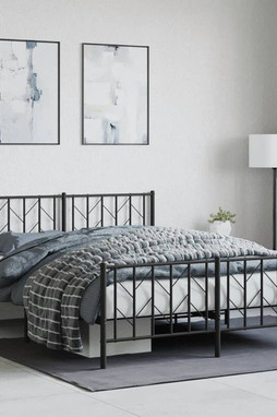 vidaXL 374457 - Cadre de lit métal sans matelas avec pied de lit noir 150x200cm