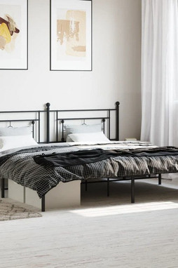 vidaXL 374345 - Cadre de lit métal sans matelas avec tête de lit noir 193x203cm