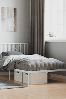 vidaXL 374481 - Cadre de lit métal sans matelas et tête de lit blanc 100x200 cm