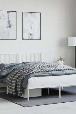 vidaXL 374488 - Cadre de lit métal sans matelas et tête de lit blanc 150x200 cm