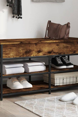 vidaXL 839035 - Banc à chaussures chêne fumé 100x42,5x50 cm bois dingénierie