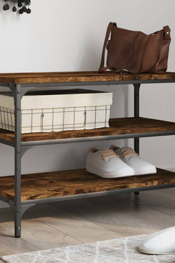 vidaXL 839040 - Banc à chaussures chêne fumé 70x38,5x49 cm bois dingénierie