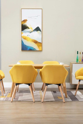 vidaXL 278424 - Dining Chairs 6 pcs Yellow Fabric