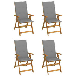 vidaXL 3065348 - Chaises inclinables de jardin lot de 4 et coussins Bois acacia