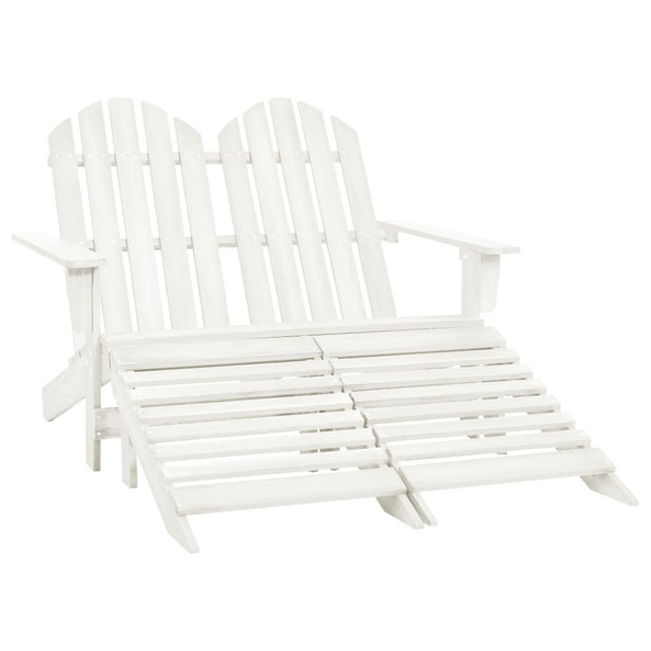vidaXL 315909 - Chaise de jardin Adirondack 2 places et repose-pied sapin blanc