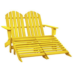 vidaXL 315914 - Chaise de jardin Adirondack 2 places et pouf sapin massif jaune
