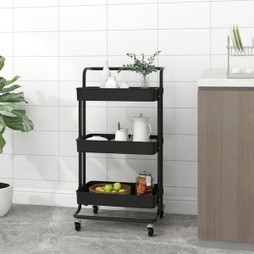 vidaXL 336335 - Chariot de cuisine 3 niveaux 42x35x85 cm Fer et ABS