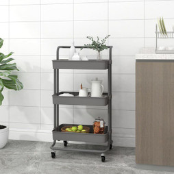 vidaXL 336337 - Chariot de cuisine 3 niveaux 42x35x85 cm Fer et ABS