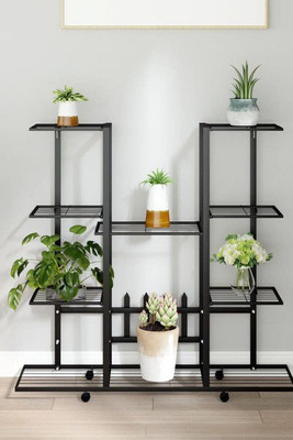 vidaXL 343121 - Flower Stand with Wheels 94.5x24.5x91.5 cm Iron
