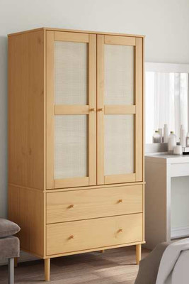 vidaXL 358034 - Garde-robe SENJA aspect rotin marron bois massif de pin