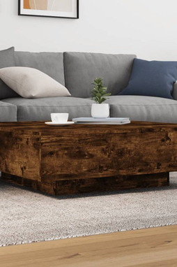 vidaXL 836599 - Coffee Table Smoked Oak 100x100x31 cm Engineered Wood