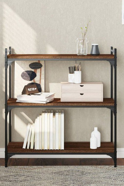 vidaXL 837671 - Bookcase 3-Tier Oak 80x30x86 cm Engineered Wood