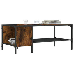 vidaXL 837734 - Coffee Table with Rack Smoked Oak 100x51x40 cm Engineered Wood