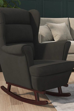 vidaXL 329369 - Rocking Chair with Solid Wood Rubber Legs Velvet