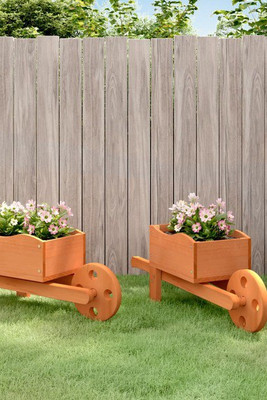 vidaXL 364228 - Wheelbarrow Planters 2 pcs 47x15x19 cm Solid Wood Fir