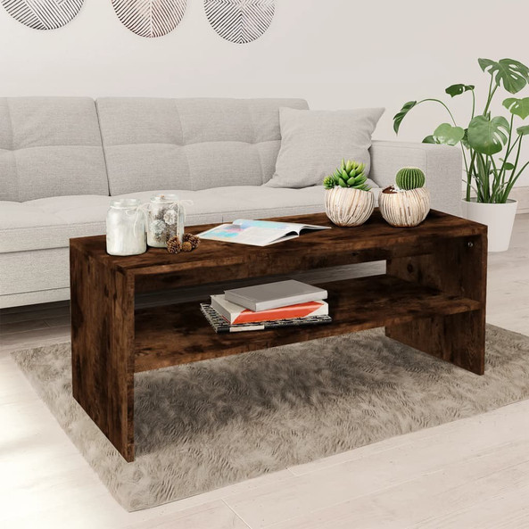 vidaXL 815255 - Coffee Table Smoked Oak 100x40x40 cm Engineered Wood