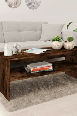 vidaXL 815255 - Coffee Table Smoked Oak 100x40x40 cm Engineered Wood