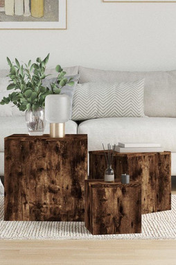 vidaXL 815987 - Side Tables 3 pcs Smoked Oak Engineered Wood