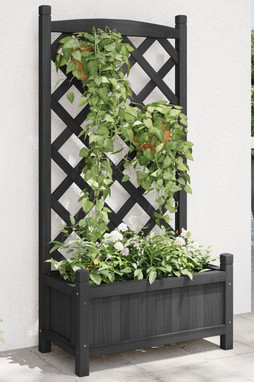 vidaXL 365487 - Planter with Trellis Solid Wood Fir