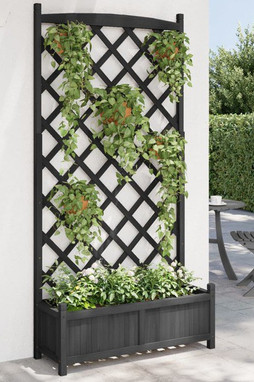 vidaXL 365493 - Planter with Trellis Solid Wood Fir