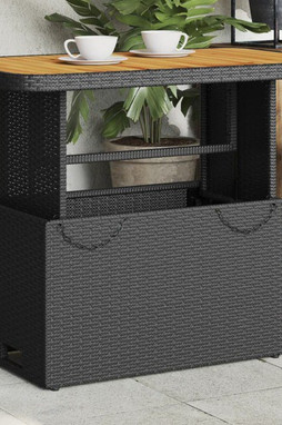 vidaXL 368275 - Garden Table 90x55x71 cm Poly Rattan and Acacia Wood