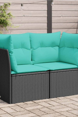 vidaXL 366025 - Canapé de jardin avec coussins 2 places noir résine tressée