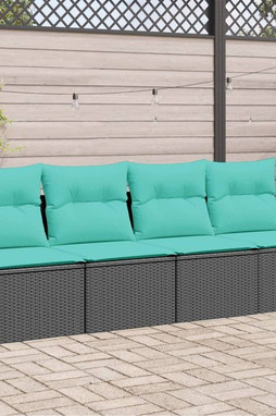 vidaXL 366027 - Canapé de jardin avec coussins 4 places noir résine tressée