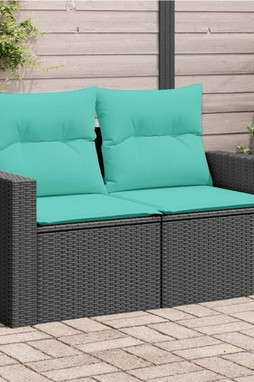 vidaXL 366031 - Canapé de jardin avec coussins 2 places noir résine tressée