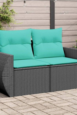vidaXL 366033 - Canapé de jardin avec coussins 2 places noir résine tressée