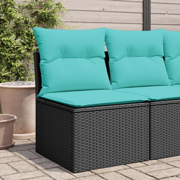 vidaXL 366038 - Chaise de jardin sans accoudoirs avec coussins noir poly rotin
