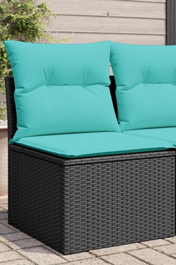 vidaXL 366038 - Chaise de jardin sans accoudoirs avec coussins noir poly rotin