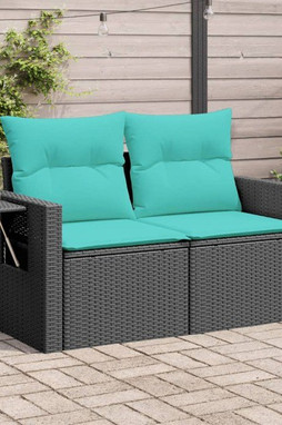 vidaXL 366044 - Canapé de jardin avec coussins 2 places noir résine tressée