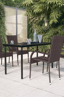 vidaXL 3099385 - Ensemble à manger de jardin 5 pcs Marron et noir