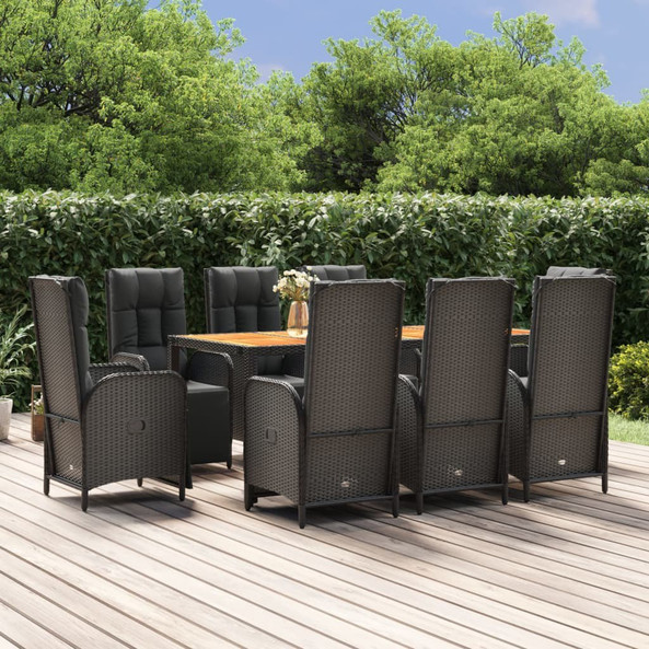 vidaXL 3185079 - 9 Piece Garden Dining Set with Cushions Poly Rattan
