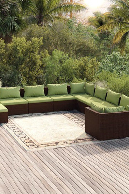 vidaXL 3102708 - 11 Piece Garden Lounge Set with Cushions Poly Rattan