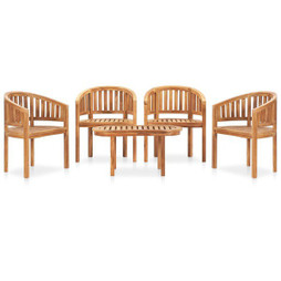 vidaXL 3059963 - 5 Piece Banana Garden Lounge Set Solid Teak Wood