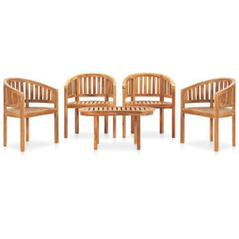 vidaXL 3059963 - 5 Piece Banana Garden Lounge Set Solid Teak Wood