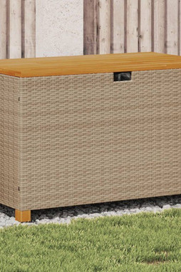 vidaXL 366287 - Garden Storage Box 110x55x63 cm Poly Rattan Acacia Wood