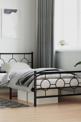 vidaXL 376239 - Metal Bed Frame without Mattress with Footboard 100x200cm