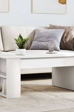 vidaXL 831853 - Table basse blanc 102x55x42 cm bois dingénierie