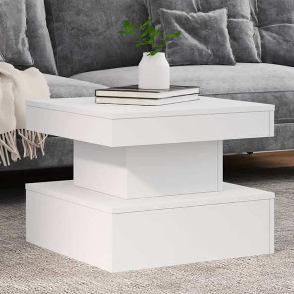 vidaXL 839840 - Table basse avec lumières LED blanc 50x50x40 cm