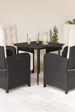 vidaXL 3212515 - 5 Piece Garden Dining Set with Cushions Poly Rattan